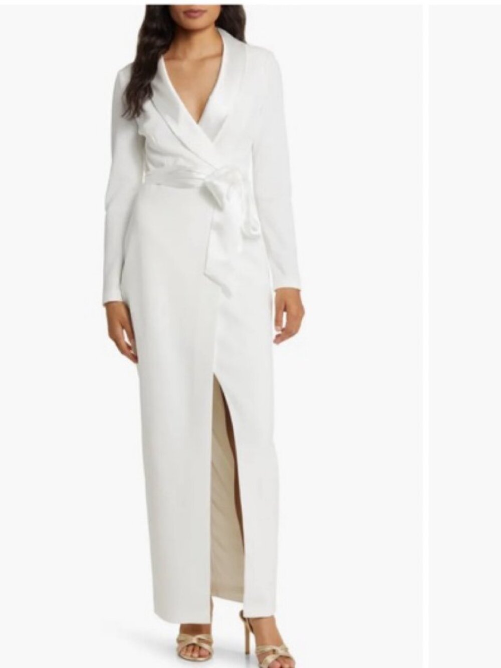 Eliza J White Tuxedo Blazer Maxi Wrap Dress Size 4